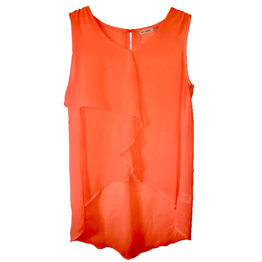 Neon Orange High-Low Blouse
